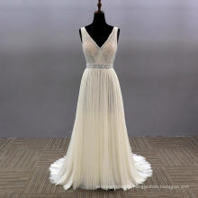 New style white mermaid fashion and elegant sleeveless lace wedding dress simple